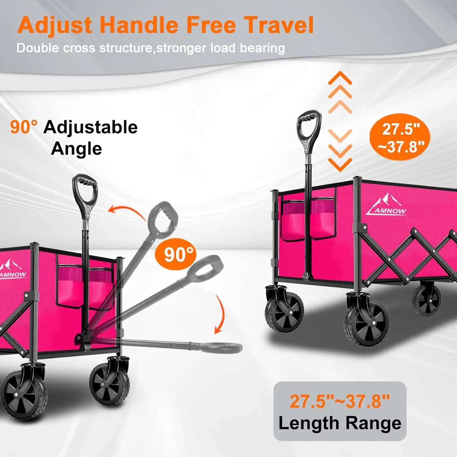 Collapsible Folding Wagon Cart, 350LBS Utility Large Capacity Cart Foldable Wagon with All Terrain Wheels, Grocery Wagons Carts for Garden Shopping Sports Camping, Rose by GreenHaven Gardens