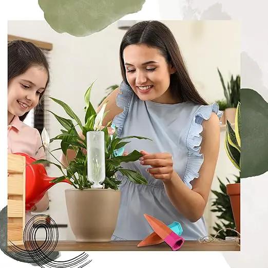 8 Pack Plant Watering Devices, Terracotta Self Watering Spikes with 25 oz Plastic Wine Bottles, Slow Release Plant Waterer Self Watering Planter for Vacation Indoor Outdoor Plant by GreenHaven Gardens