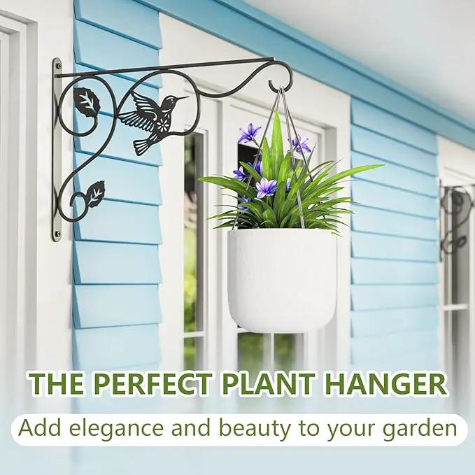 2 Pack Heavy Duty Plant Hooks for Hanging - 12 Inch Metal Wall Hangers Indoor/Outdoor, Sturdy Plant Bracket for Bird Feeders, Planters, Lanterns, Wind Chimes - Patio, Garden, Home Decor (Black) by GreenHaven Gardens
