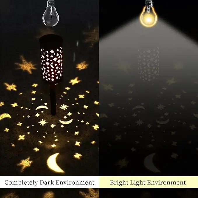 6 Pack Solar Light Outdoor Garden Patio Pathway Landscape Lights Yard Driveway Lawn Walkway Decoration Star Moon Solar Lantern Waterproof Outside Path Hanging Sidewalk Courtyard Black by GreenHaven Gardens