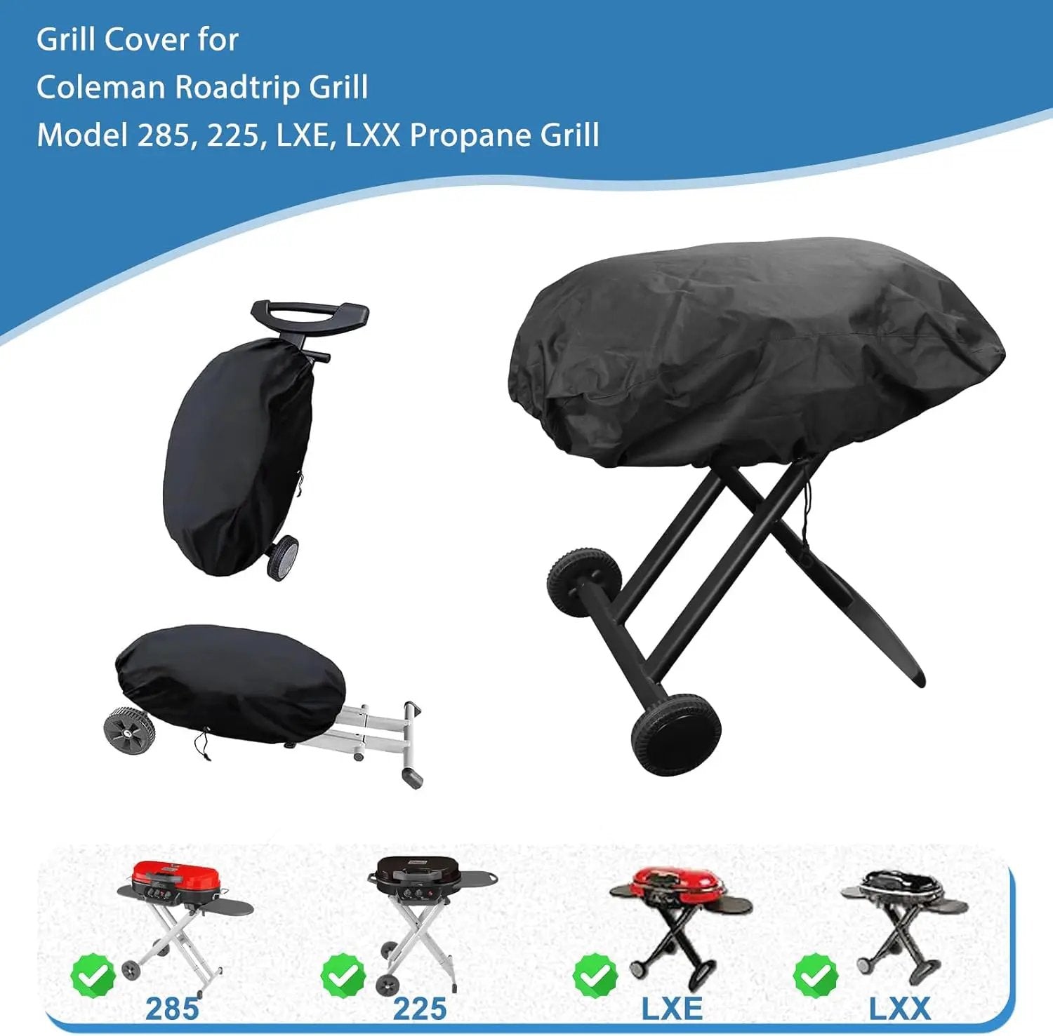 Grill Cover for Coleman Roadtrip 285, 225, LXE, LXX Grills Smoke Hollow 205 Grill, 600D Outdoor Waterproof UV Resistant Replacment Coleman Roadtrip Propane Grill Cover by GreenHaven Gardens