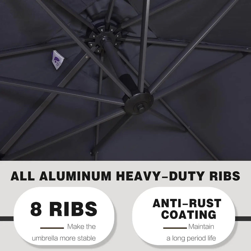 PURPLE LEAF 11 Feet Patio Umbrella Outdoor Cantilever Round Umbrella Aluminum Offset Umbrella with 360-degree Rotation for Garden Deck Pool Patio, Grey by GreenHaven Gardens