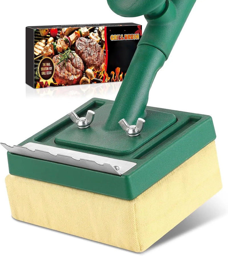 Grill Brush Bristle Free with Scraper,22" Extra Long Steam Grill Brush for Outdoor Grill,Replaceable Cleaning Head,Safe Grill Cleaner for Cast Iron/Stainless-Steel Grates,Ideal BBQ Gifts for Men Dad by GreenHaven Gardens