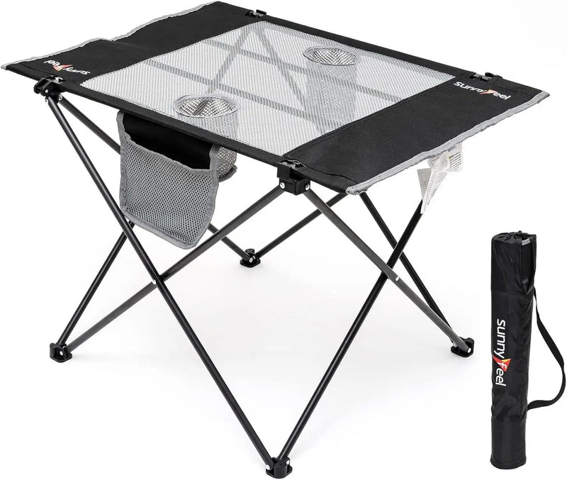 SUNNYFEEL Outdoor Folding Table | Lightweight Mesh Compact Camping Table, Roll Up Top 2 People Portable Camp Tables with Carry Bag for Picnic/Cooking/Beach/Travel/BBQ by GreenHaven Gardens
