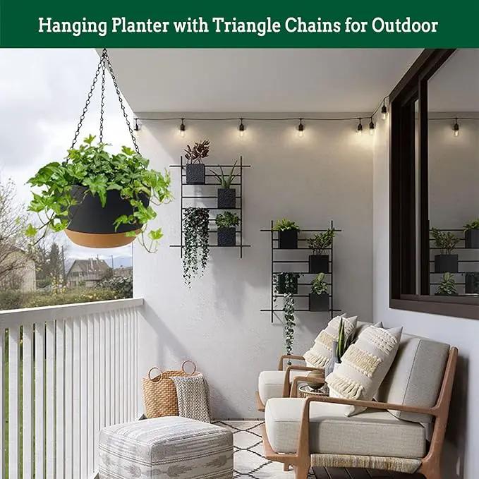 Hanging Planter Self Watering 10 Inch, 2 Pack Indoor Outdoor Hanging Baskets, Hanging Flower Pots with Drainage Hole & 2 Kinds of Plant Hangers for Garden Home Decor(Grey)… by GreenHaven Gardens