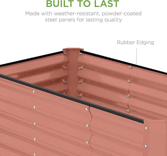 Best Choice Products 4x2x2ft Outdoor Metal Raised Garden Bed, Deep Root Planter Box for Vegetables, Flowers, Herbs, and Succulents w/ 119 Gallon Capacity - Terracotta by GreenHaven Gardens