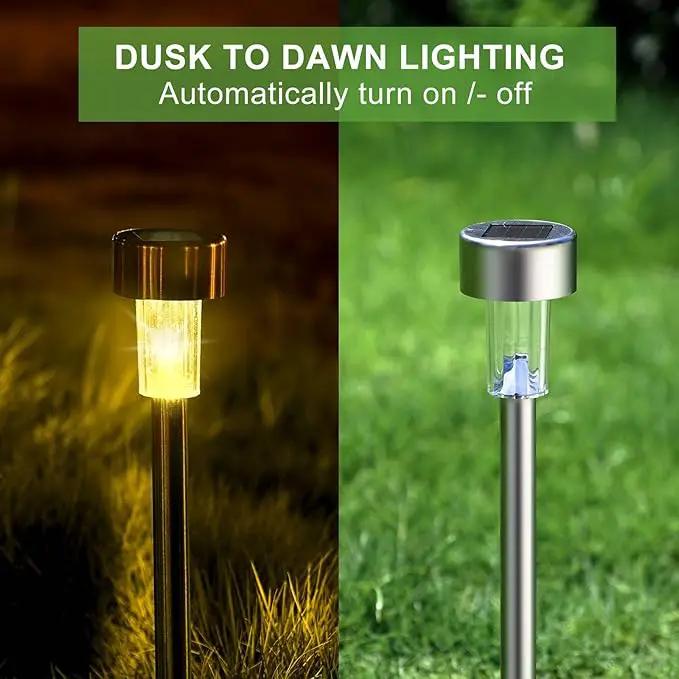 Solar Lights Outdoor Waterproof, Stainless Steel LED Landscape Lighting Outdoor Solar Lights for Outside Solar Garden Lights for Pathway, Walkway, Patio, Yard, Lawn - 12 Pack (Warm White) by GreenHaven Gardens