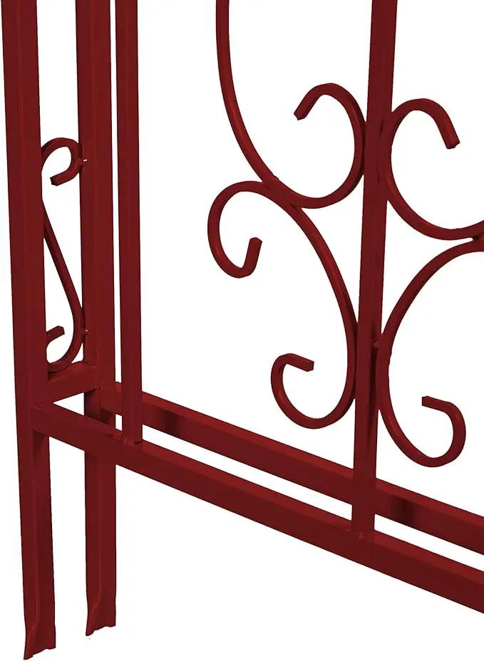 Evergreen Plow & Hearth Arch Metal Outdoor Garden Arbor | Montebello | 7 Feet Tall | Red | Iron Trellis Lattice for Climbing Plants | Wedding | Outdoor Patio Decor (Red) by GreenHaven Gardens