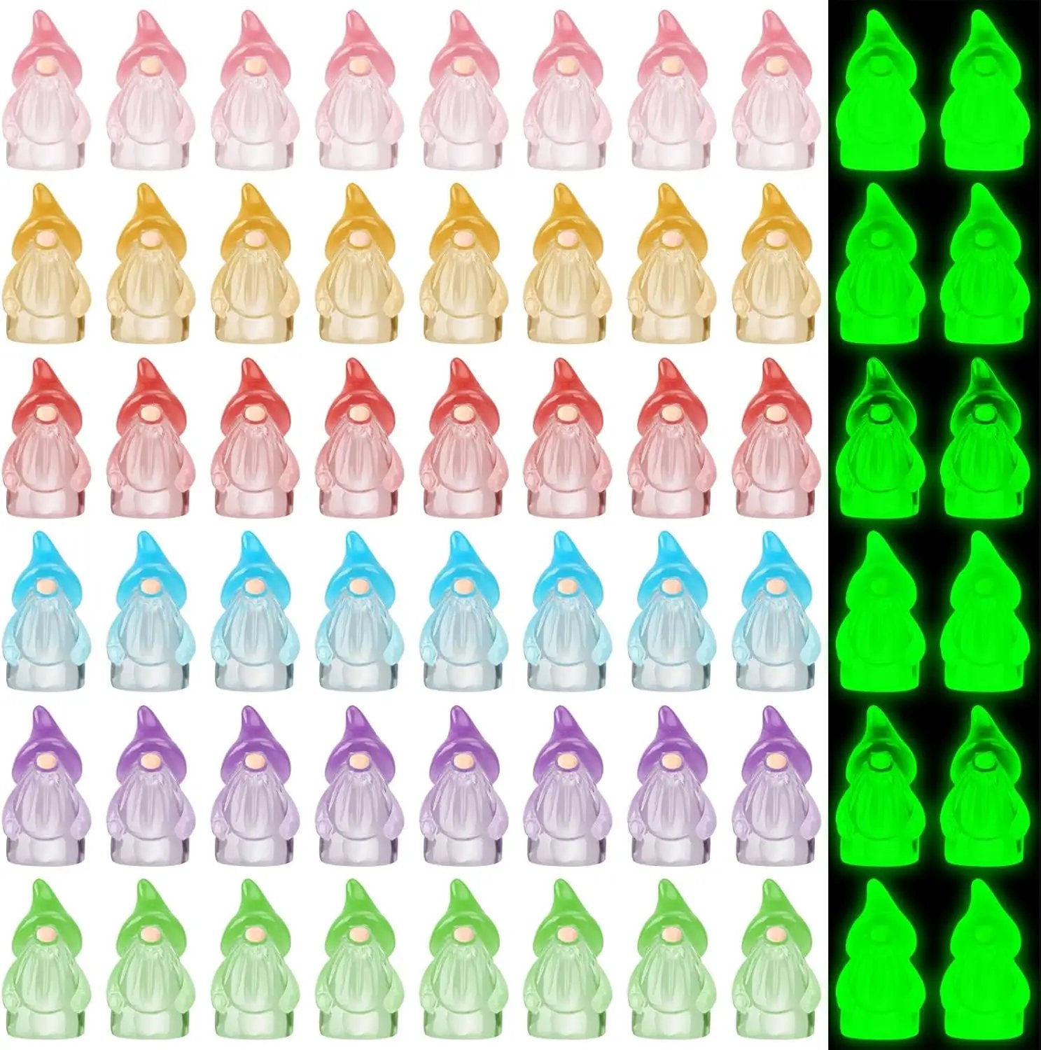 60 Pcs Mini Resin Luminous Gnomes Bulk Tiny Fairy Resin Statues Glow in The Dark Small Gnomes Miniature Figurines for Landscape Outdoor Patio Yard Lawn Plant Pots Fairy Decor(Classic) by GreenHaven Gardens