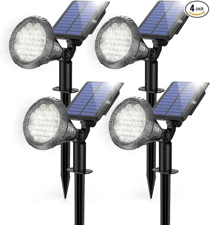 Solar Lights Outdoor, Ultra Bright 21 LEDs IP67 Waterproof Landscape Lighting for Outside, 2-in-1 Adjustable Solar Wall Lights for Garden Yard Pathway - Auto On/Off, 4 Pack (Cool White) by GreenHaven Gardens