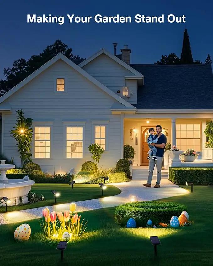 Solar Power Spotlight Outdoor Waterproof Landscape LED Accent Lighting for Yard, Tree, Plants, Walls, Path, Garden, Statues, Adjustable Brightness,Dusk to Dawn Long Lasting 6 Pack Warm White by GreenHaven Gardens