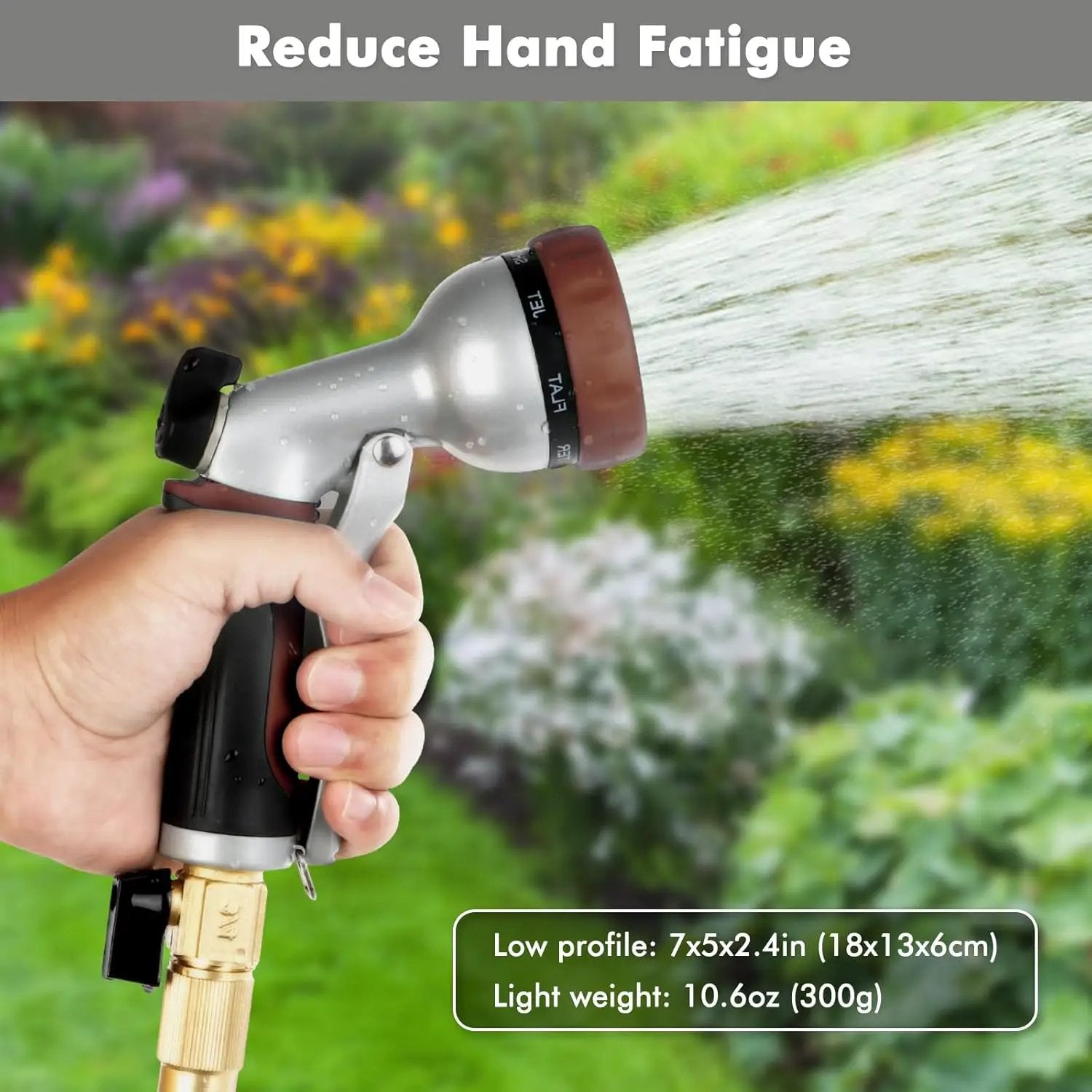 RESTMO Garden Hose Nozzle, Heavy Duty Metal Water Hose Nozzle with 7 Adjustable Spray Patterns, High Pressure Hand Sprayer with Flow Control, Best for Watering Plant & Lawn, Washing Car & Pet, Brown by GreenHaven Gardens