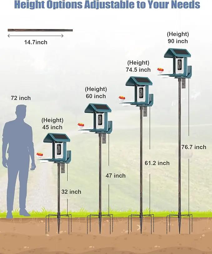Bird Feeder Pole Stand – 90 Inch Height Feeding Station with 1-Inch Dia Heavy Duty for Hanging Feeders, Bird House Pole Mount Kit for Outdoor, Slip-Fit Connection，Copper Brushed by GreenHaven Gardens