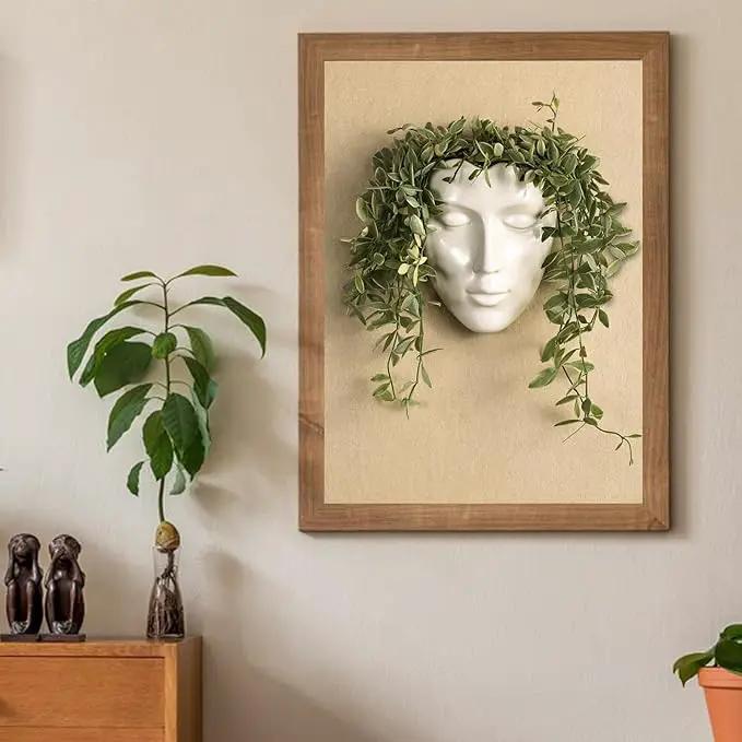 Face Vase,Ceramic Female Form Vase,Modern Sculpture White Planter Pot,Human Face Dried Flower Shaped Vase,Wall Hanging Plant Pot for Home Decor Centerpieces, Office or Outdoor Hanging Decor by GreenHaven Gardens