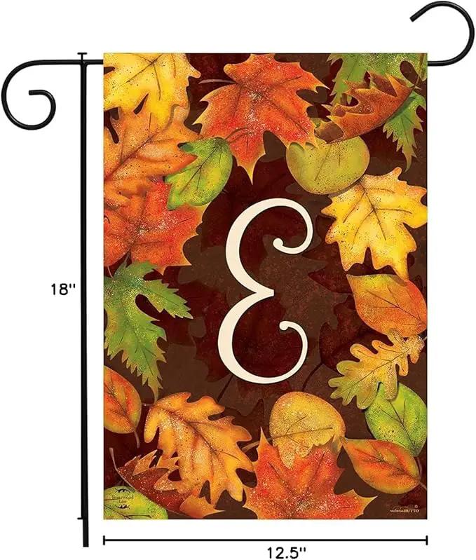Briarwood Lane Fall Leaves Monogram Letter E Garden Flag by GreenHaven Gardens