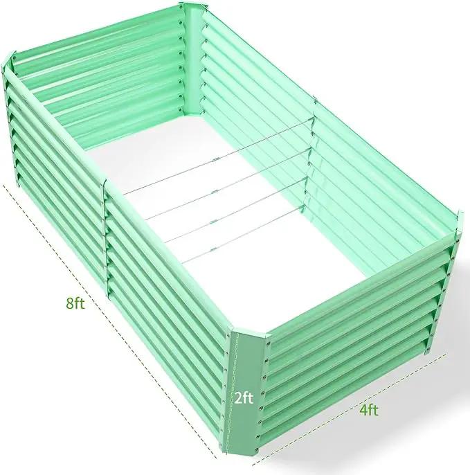 Land Guard 8x4x2ft Galvanized Raised Garden Bed, Planter Boxes Outdoor, Raised Garden Beds Outdoor for Vegetables, Flowers, Herbs, 479 Gallons, Lime Green… by GreenHaven Gardens