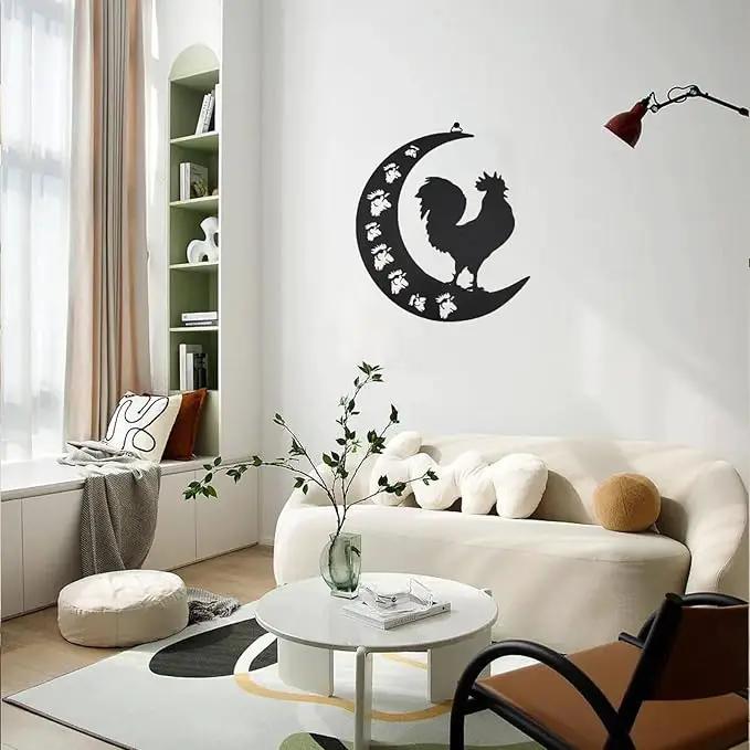 Rooster Metal Wall Art Outdoor Decor-12 Farmhouse Wall Decor Animal Cock Wall Hanging Decor Silhouette Wall Art for Farmhouse Kitchen Home Garden Wall Decoration by GreenHaven Gardens