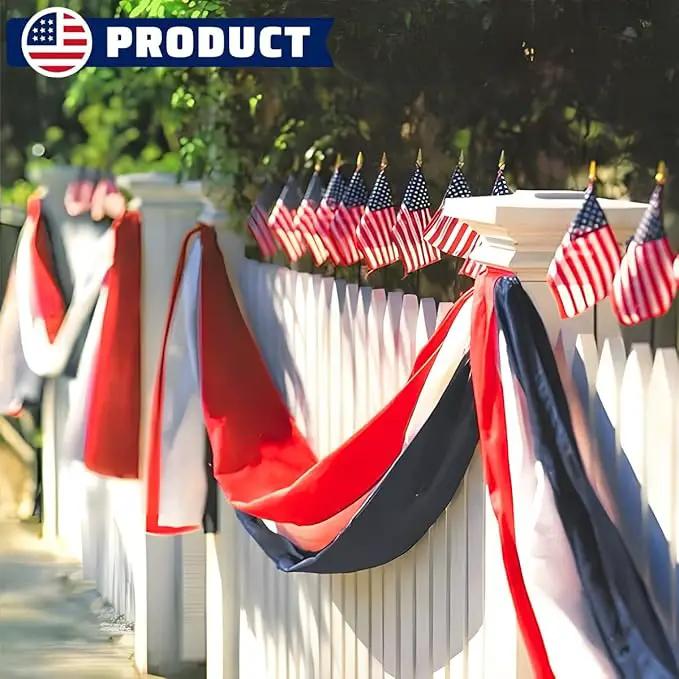 2Pack Patriotic Bunting US Flag Decorations 4th of July Decor 2x20 Ft Large Red, White & Blue Banner Veterans Day Memorial Days Celebration Outdoor Porch Garden by GreenHaven Gardens