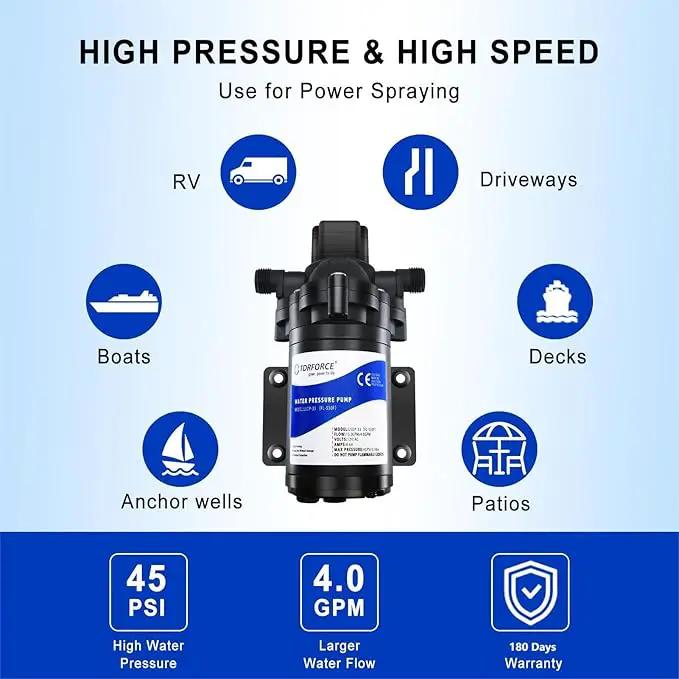 12 volt RV Water Pump Water Pressure Booster Pump for Garden Hose Self Priming Water Pump 50psi 4gpm On Demand Water Pump for Kitchen Bathroom, Garden, Marine, Boats and Irrgration by GreenHaven Gardens