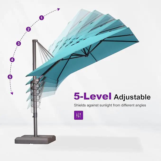 PURPLE LEAF 9 Feet Patio Umbrella Square Cantilever Umbrella Outdoor with 360° Rotation and Aluminum Offset Hanging for Pool Deck Garden Backyard, Turquoise by GreenHaven Gardens