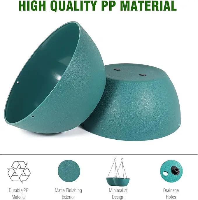 WOUSIWER 13 inch 2 Pack Large Hanging Planters for Indoor Outdoor Plants with Drainage Holes and Chain, Round Hanging Flower Pots for Garden Home Porch Decor, Myrtle Green by GreenHaven Gardens