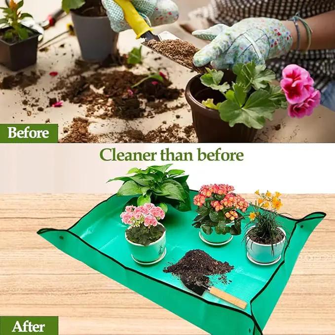 Potting Mat,Gardening Gifts,Repotting Mat,Gardening Hand Tools,Repotting Mat for Indoor Plants,Plant Mat,Gardening Tool Set,Indoor Gardening System,Gardening Gifts(Green 39.75 * 29.5 in) by GreenHaven Gardens
