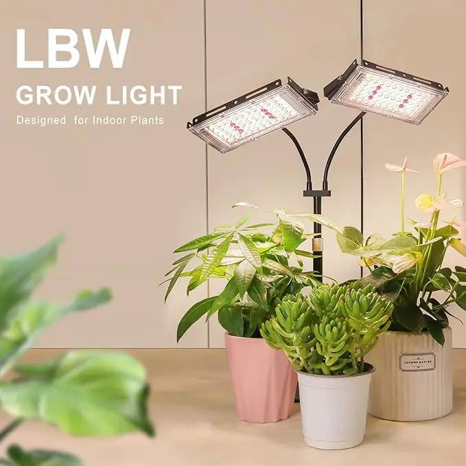 LBW Plant Grow Light, Full Spectrum Dual Heads Desk Plant Light for Indoor Plants, Growing Lamp with 3H/6H/12H Timer, 6-Level Brightness, 3 Lighting Modes, Height Adjustable, Ideal for Indoor Growth by GreenHaven Gardens