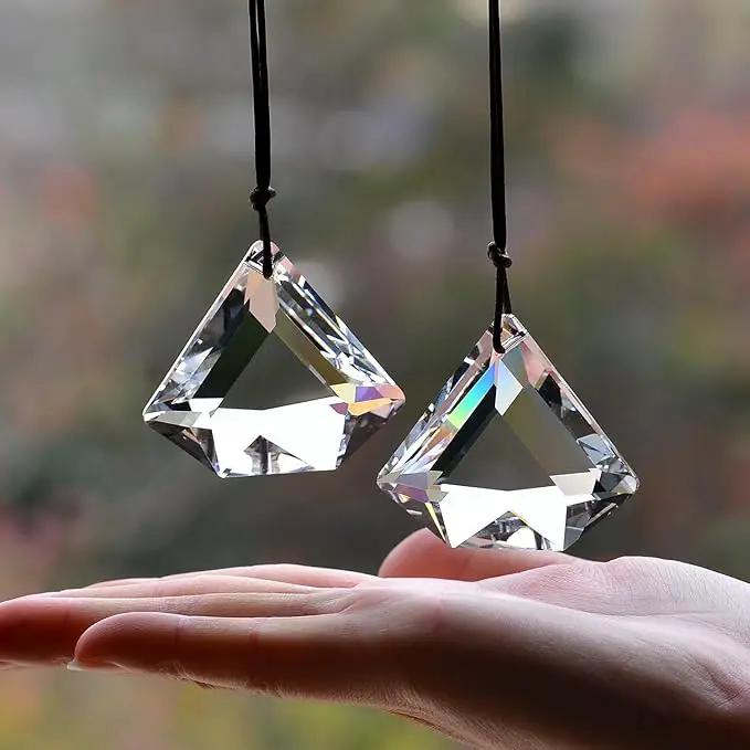 2PCS Clear Diamond Crystal Sun Catcher Prisms, STINO Hanging Suncatchers with Glass Prism, Rainbow Maker for Windows, Balcony, Kitchen, Garden Decoration (1, Diamond Clear 2Pcs) by GreenHaven Gardens
