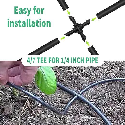 Connectors Automatic Drip Irrigation Kit Fit for 1/4 Inch Drip Irrigation Tubing Drip Line Cross Connectors for Garden Lawn Flower Pot (4-Way) by GreenHaven Gardens