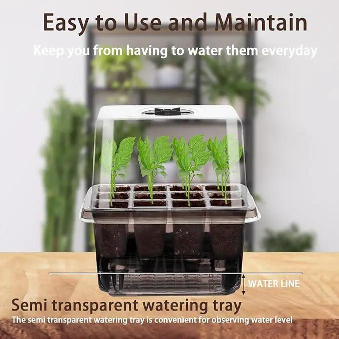 Seed Starter Trays Self-Watering - Kit with Humidity Dome, 5-Pack 60-Cell Plant Seedling Tray,Reusable Germination Trays for Indoor Gardening Seeds Growing Starting by GreenHaven Gardens