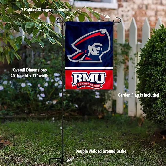College Flags & Banners Co. Robert Morris Colonials Garden Flag with Stand Holder by GreenHaven Gardens
