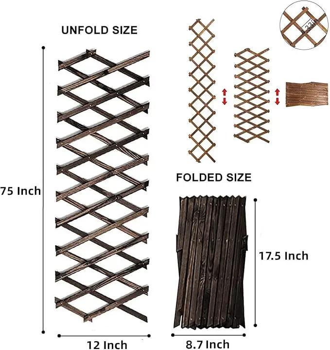 4 PCS Expandable Garden Trellis, 12" x 75" Wooden Lattice Fence Wall Panel Stretchable Decorative Fences Lattice Trellis for Climbing Plants Outdoor Ivy Vine Rose Clematis Garden Patio Room Decor (4) by GreenHaven Gardens