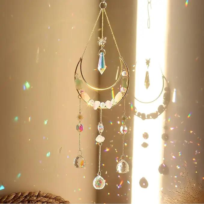 Moon Amethyst Crystals Suncatcher Hanging Windows, Healing Amethyst Fluorite Crystal Decor for Home, Gift for Christmas Birthday Valentine Mothers Day and More (Style 3) by GreenHaven Gardens