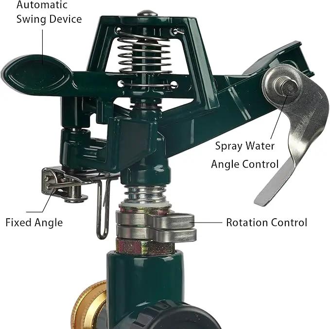 Hourleey 2 Pack Impact Sprinklers for Yard, Adjustable Pulsating Water Sprinkler Head on Step Spike, Zinc Alloy Lawn Sprinkler for 360 Degree Large Area Patio Garden Irrigation by GreenHaven Gardens