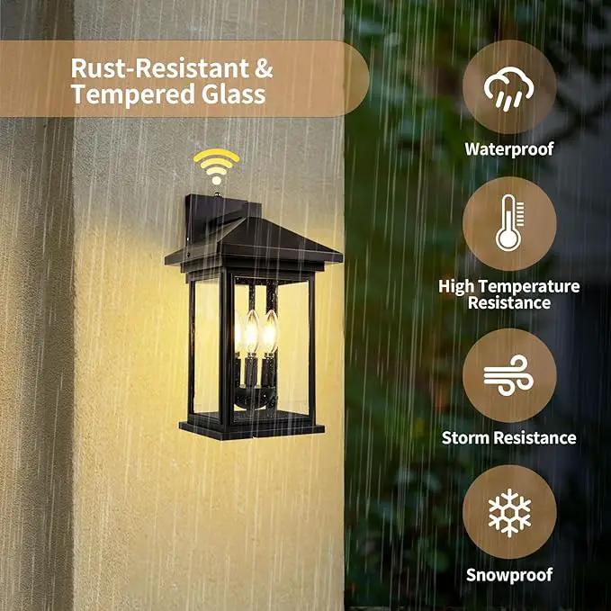 Extra-Large Outdoor Wall Sconce, Wall Lantern, Wall Light with Tempered Clear Seeded Glass, Matte Black Finish for Outdoor by GreenHaven Gardens