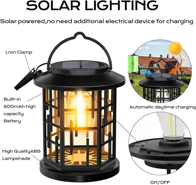 Outdoor Solar Lanterns, Solar Powered Lanterns Lighting LED Lantern Bulb Decorative for Patio Porch Fence Garden Lawn, 4 Pack by GreenHaven Gardens