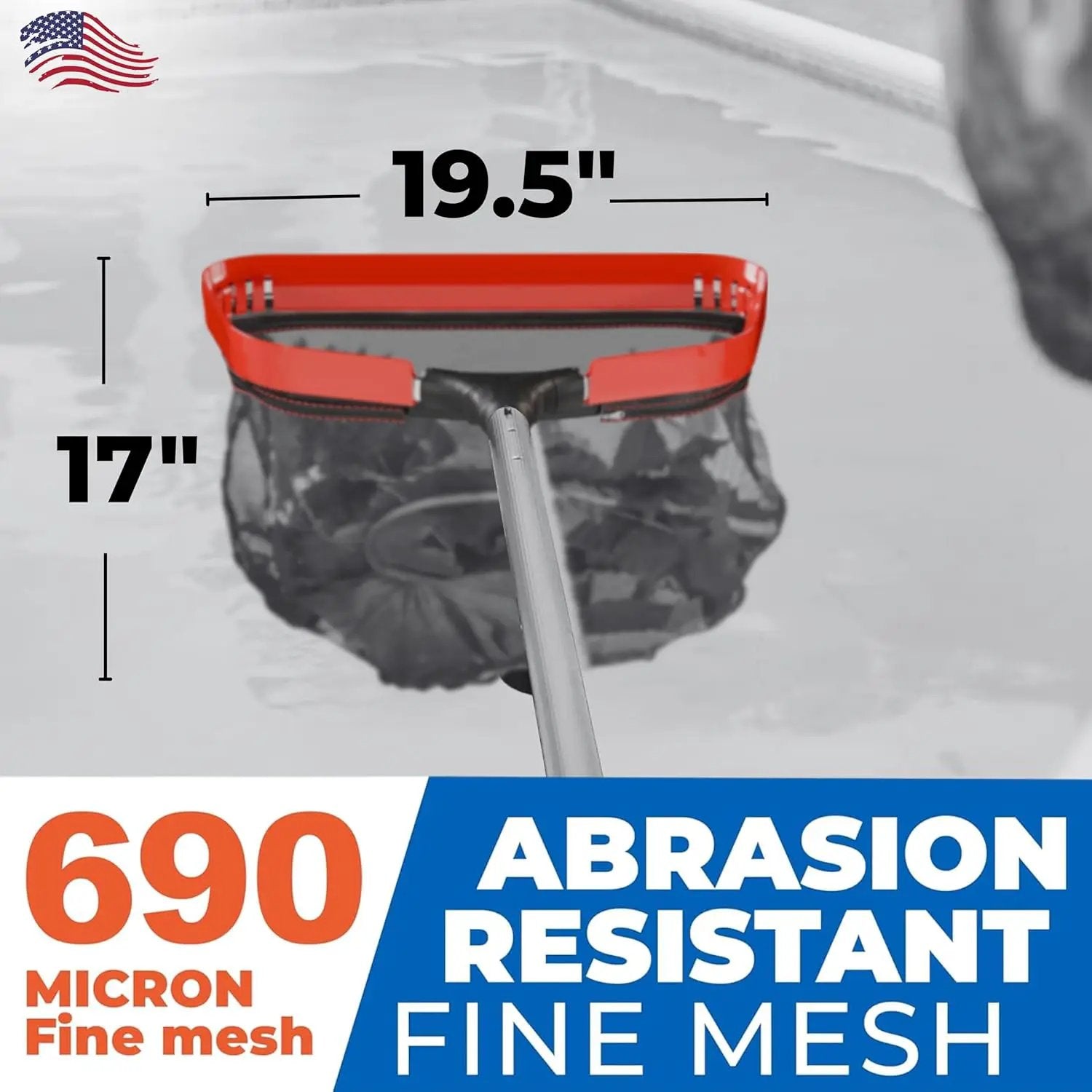ProTuff 19" Fine Pool Net for PROS – “490 Promise” Unlimited Unconditional Replacement – Cleans 3X Faster Than Vacuum – Wide Pool Skimmer Net with Deep Bag for Easy Maintenance of Leaves, Bugs, Debris by GreenHaven Gardens