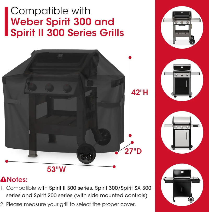 Unicook 53 Inch Grill Cover for Weber Spirit II 300 and Spirit 300 Series, Heavy Duty Waterproof Outdoor BBQ Cover, Fade Resistant Weatherproof Gas Grill Protector, Compared to Weber 7139 by GreenHaven Gardens