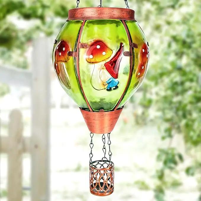 Solar Hot Air Balloon Lantern with Flame， Outdoor Solar Lanterns for Outside Garden Yard Farmhouse Patio Pathway Decoration, Gifts for Women Grandma Mom - Style A by GreenHaven Gardens
