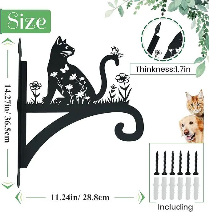 Plant Hangers Outdoor Heavy Duty Iron Decorative Cat Silhouette Plant Hooks for Hanging Baskets 11 inch Hanging Plant Bracket Wall Hooks for Flower Pot Lantern Bird Feeder Wind Chimes by GreenHaven Gardens