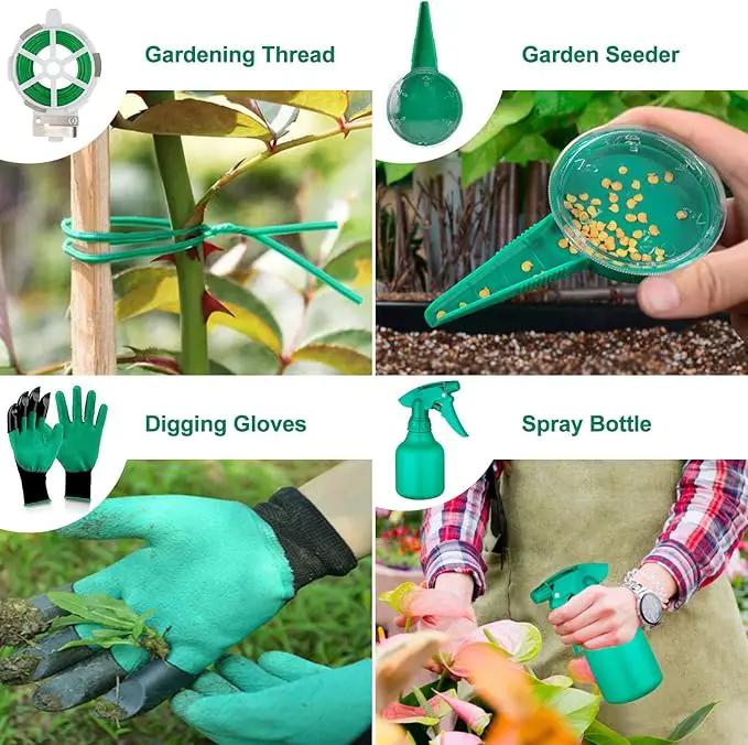 Garden Tools Set 83 Piece, Succulent Tools Set Included, Heavy Duty Aluminum Gardening Tools for Gardening, Non-Slip Ergonomic Handle, Durable Storage Tote Bag, Gifts for Men Women by GreenHaven Gardens