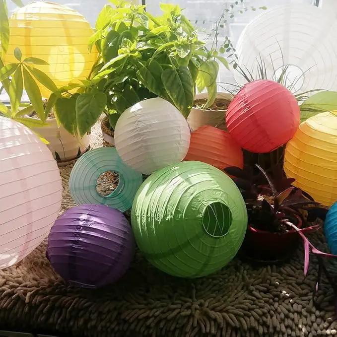 Foclover White Paper Lanterns 12 Pcs 14" Chinese Round Paper Hanging Decorations Ball Lanterns Lamps for Home Decorations, Parties, Birthdays and Weddings by GreenHaven Gardens
