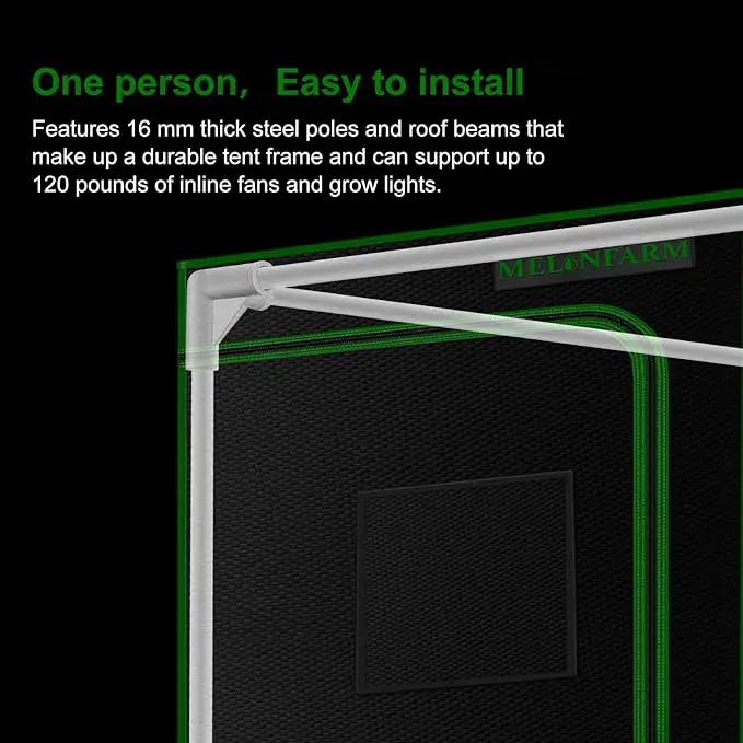 MELONFARM 24"x24"x32'' Grow Tent, High Reflective 600D Diamond Mylar Canvas with Observation Window and Floor Tray for Hydroponic Indoor Plant Growing by GreenHaven Gardens