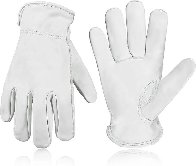 HLDD HANDLANDY Leather Work Gloves for Men & Women, Adjustable Wrist Cowhide Gardening Glove with Reinforced Palm for Driver by GreenHaven Gardens