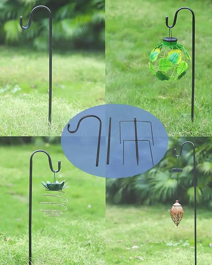 Shepherd Hook for Outdoor with 5 Prong Base, 2PCS 48IN Inches Garden Bird Feeder Pole for Hanging Bird Feeder, Plant Baskets, Solar Light Lanterns, Outdoor Plant Hanger Hook by GreenHaven Gardens