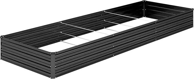 12x4x1FT Galvanized Raised Garden Bed Kit,Vegetable Boxes-Rectangle Metal Flower Box,Large Planter Raised Beds Outdoor Garden for Planting,Fruit,Herb-Black by GreenHaven Gardens