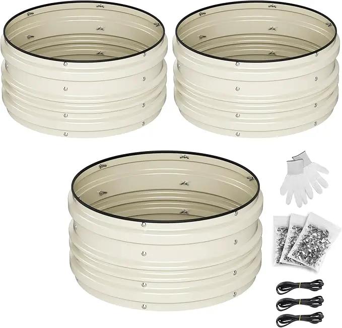 WORKPRO 3Pcs 2x2x1ft Galvanized Raised Garden Bed Set, Rust & Corrosion Protection, Easy Assembly, Safe Edge, Ideal for Vegetables & Flowers, White by GreenHaven Gardens