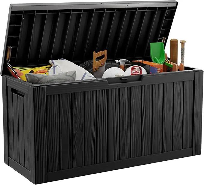 DRATO 80 Gallon Large Deck Box, Outdoor Storage Box for Patio Furniture, Patio Cushions, Gardening Tools, Pool Supplies 480lbs Weight Capacity,Waterproof Resin Storage Boxes by GreenHaven Gardens