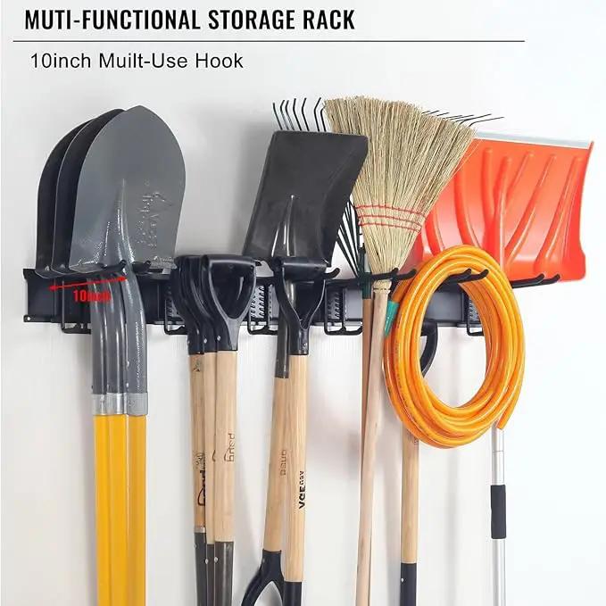 Wall Mount Tool Storage Rack, Heavy Duty Garage Storage Tool Organizer, Garden Tool Wall Hooks and Hangers, Hold Up to 350lbs Black 2Pack, AK806-Black-2Pack by GreenHaven Gardens