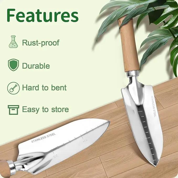 Garden Tool Set, 2 Pieces Stainless Steel Heavy Duty Garden Tools, Garden Kit with Ergonomic Wooden Handle, Durable Garden Tools for Gardening, Gardening Gifts for Women by GreenHaven Gardens